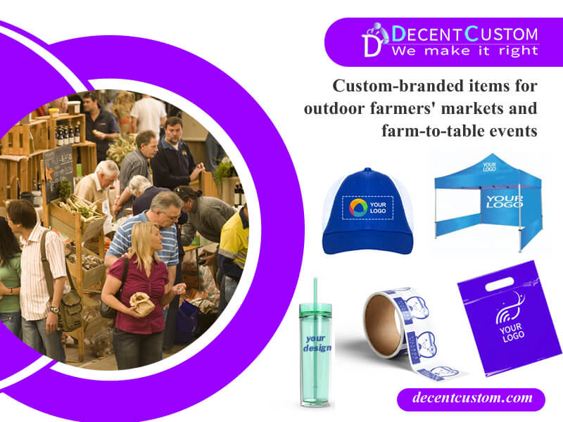 Custom branded items for outdoor farmers markets and farm-to-table events 