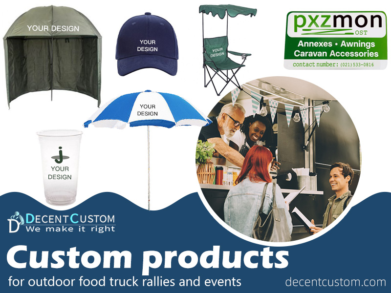 Custom promotional products for outdoor food truck rallies and events