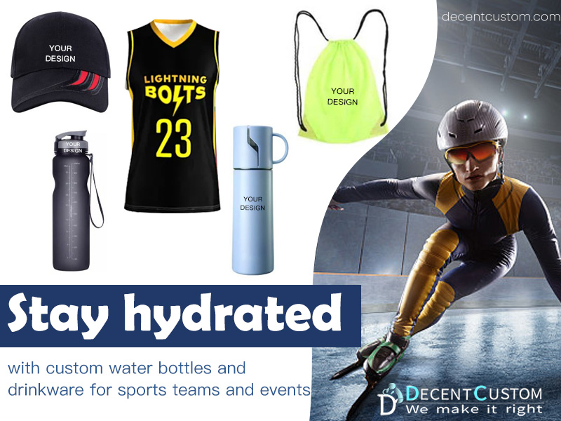 Stay hydrated with custom water bottles and drinkware for sports teams and events